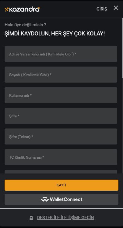 kazandra kayıt ol